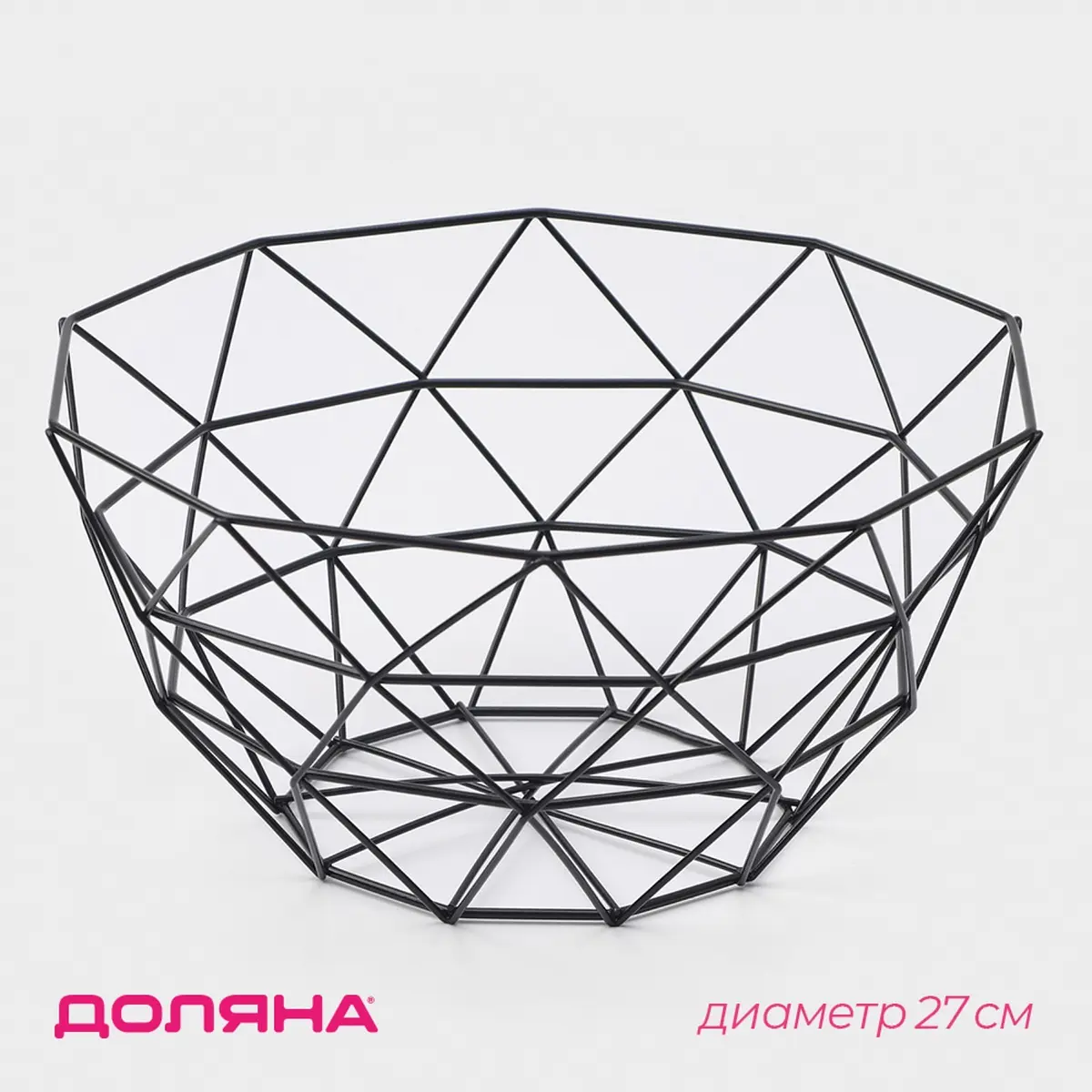 Фруктовница Доляна Геометрия металлическая 27×27×14 см чёрная
