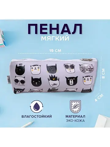 Пенал школьный, искусственная кожа