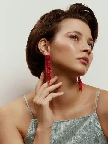 Серьги висячие со стразами