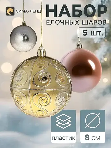 Ёлочные шары набор 5 шт.