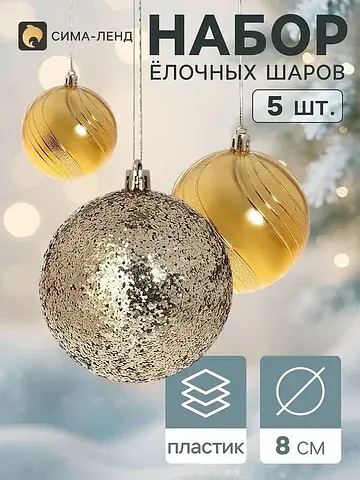 Ёлочные шары набор 5 шт.