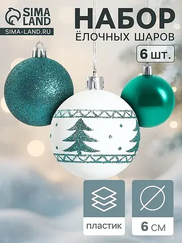 Ёлочные шары набор 6 шт.