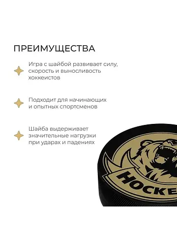 Шайба хоккейная , взрослая, d=7.6 см