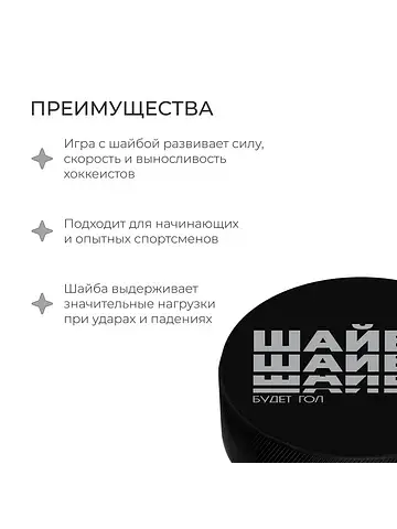 Шайба хоккейная , взрослая, d=7.6 см