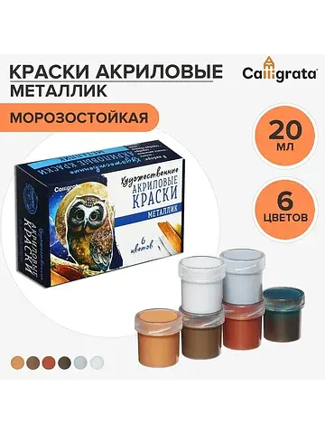 Краска акриловая, набор 6 цветов × 20 мл