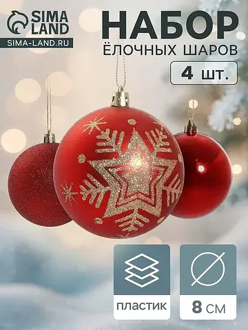 Ёлочные шары набор 4 шт.