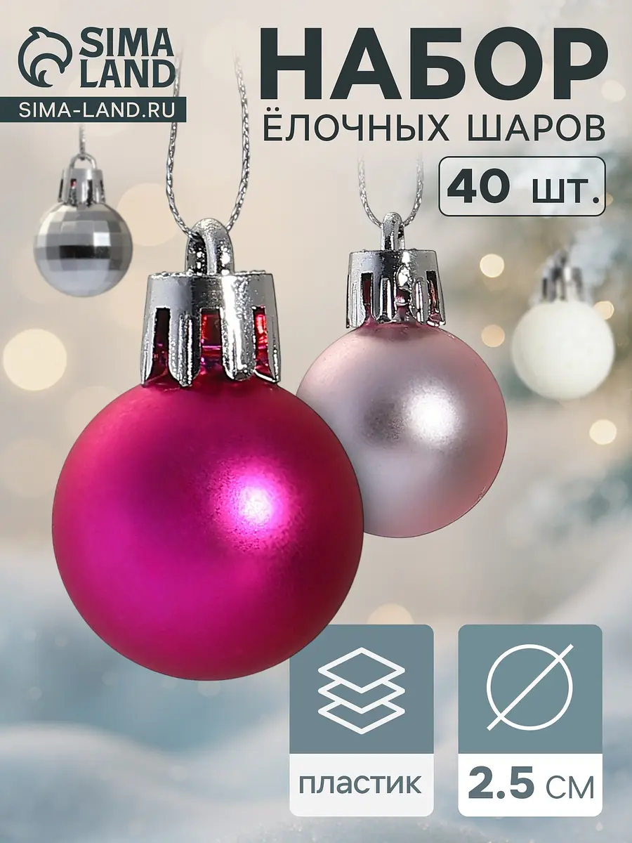 Ёлочные шары набор 40 шт. Малышки в шарике розовые