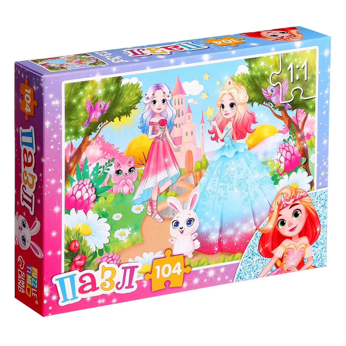 Пазл 3D Puzzle Time Принцессы в волшебном лесу 104 элемента разноцветный