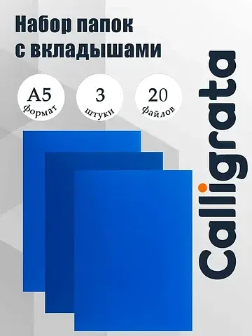 Набор папок а5, 20 вкладышей, , синяя, 3