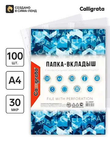Файл - вкладыш , а4, 30 мкм, глянцевый, 
