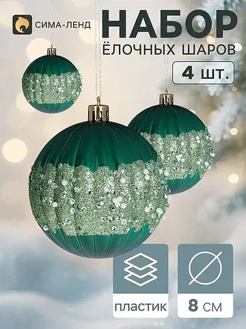 Ёлочные шары набор 4 шт.