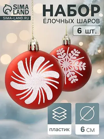 Ёлочные шары набор 6 шт.