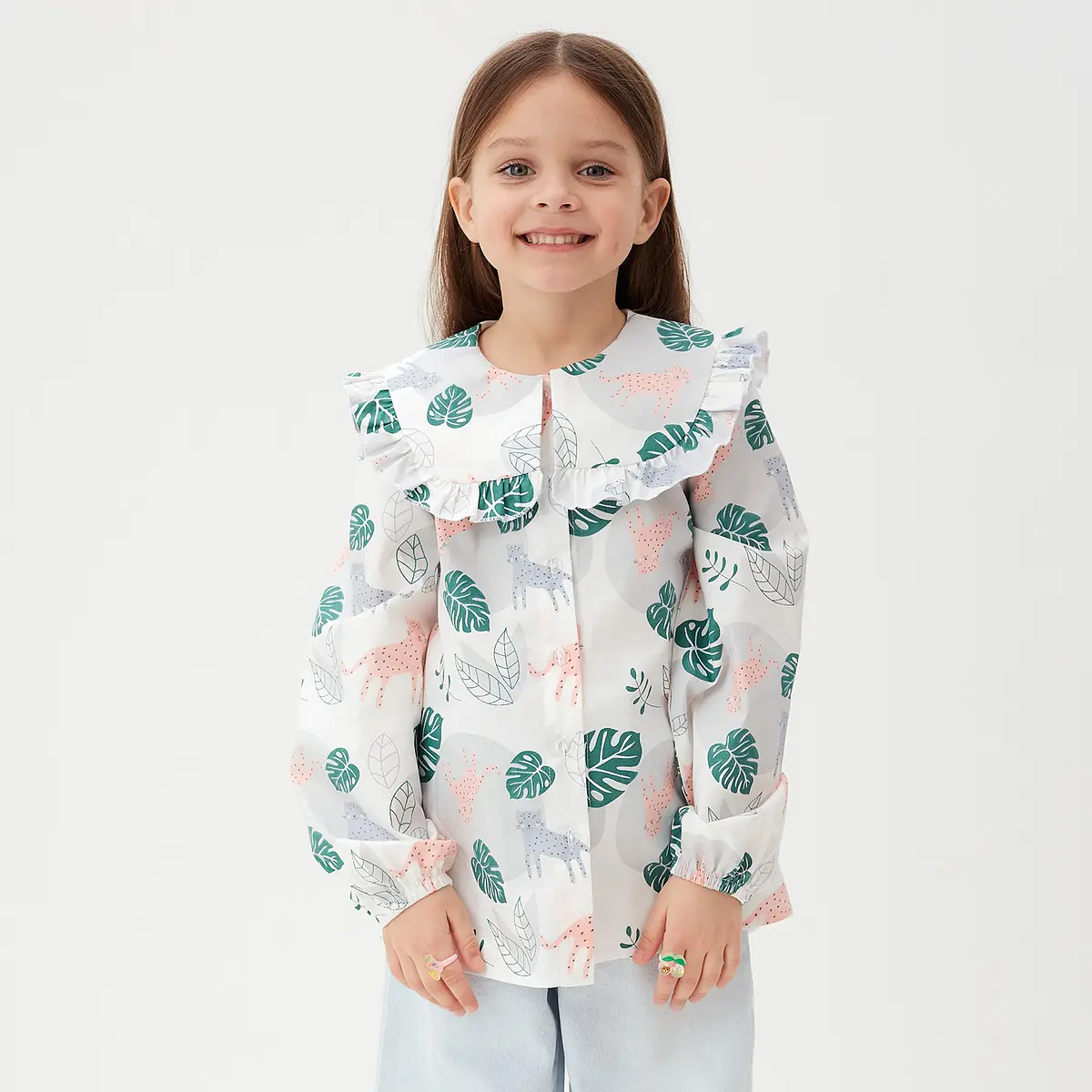 Рубашка KAFTAN детская с растительным принтом белая