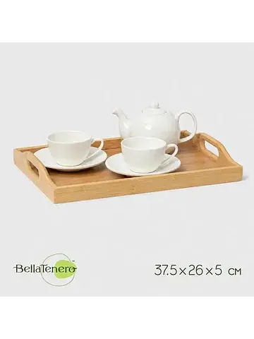 Поднос striata, 37.5×26×5 см, бамбук, бе