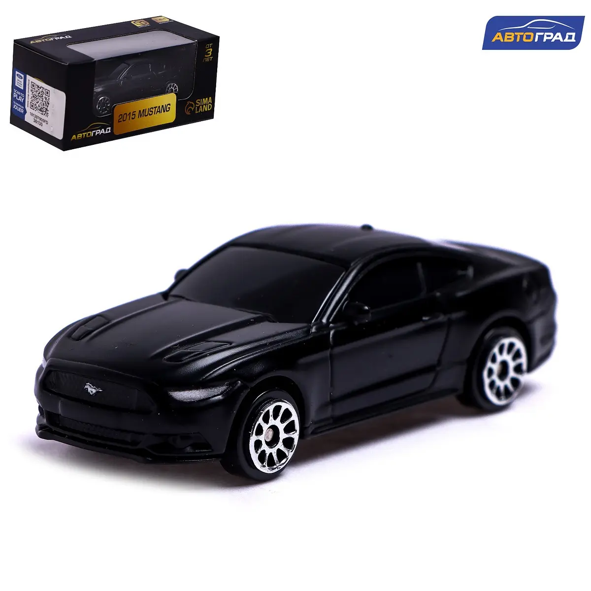 Машина металлическая Ford Mustang 1:64 черная матовая